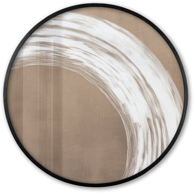 Poster in lijst Rond - Fotolijst 60x60 cm - Posters - Verf - Bruin - Japandi - Ronde posterlijst zwart - Decoratie - Wanddecoratie woonkamer - Muurdecoratie slaapkamer