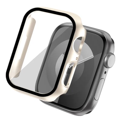 Screen protector - Geschikt voor Apple Watch 7 / 8 / 9 - 45 mm - Full Cover Hard Case / Beschermend Hoesje - Sterrenlicht