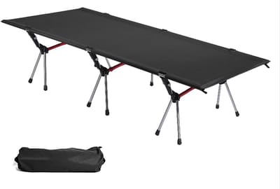 Opvouwbaar Bed - Campingbed Gastenbed - Buiten Ontspannen - Verstelbare Hoogte - 150 kg Belasting - Zwart