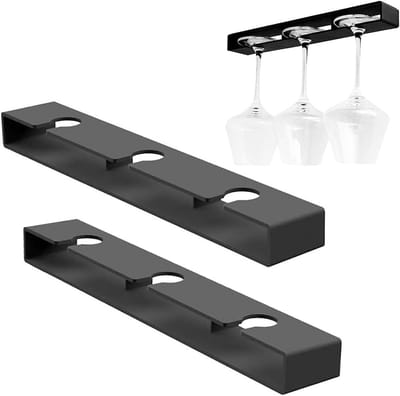 Set van 2 Hangende Wijnglas Houders zonder Snijden - Ideaal voor Thuis, Restaurant en Bar - Perfecte Oplossing voor Wijnglazen Opslag en Decoratie