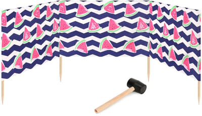 Garronda 4m Strand Windscherm Met Stokken - Windscherm Strand – Windscherm – Rubberen hamer – Watermeloen-2 – GD-EX-Wb-4m