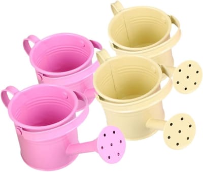 Kind Gieter Set - Kleine Metalen Potten - Buiten Tuinieren - Lichtgewicht Ontwerp - 15 cm Hoog - Diverse Kleuren