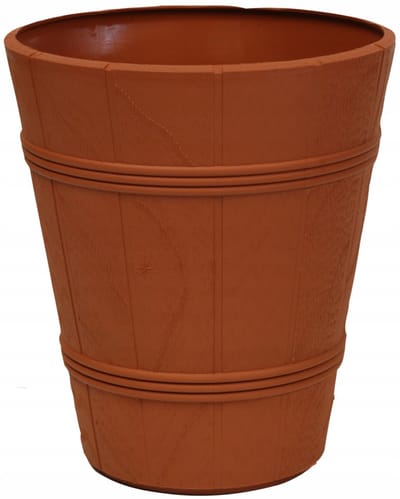 Terracotta Pot met Houtlook - 26cm Hoog