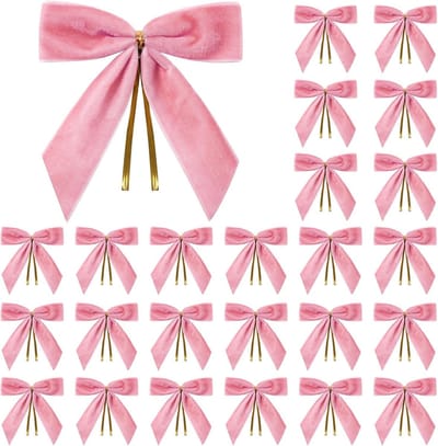 Daity 24 stuks - Fluwelen kerststrikken - ideaal voor kerstbomen - kransen - cadeauverpakkingen - knutselwerkjes - bruiloften - feesten en als strikken voor snoepzakken - bakzakken en woonaccessoires - 3,5 x 3,5 inch