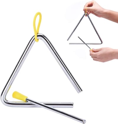 Driehoekig muziekinstrument - Percussie instrument - Muziekonderwijs - Gladde afwerking - 12.5 cm zijlengte - Zilver