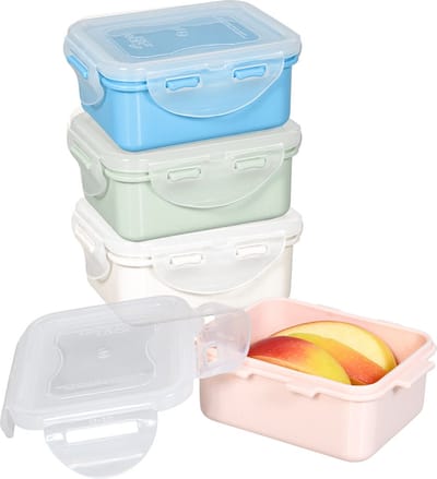 Lock&Lock (mini) Vershoudbakjes set met deksel - Snackdoosjes - Snackbox - Babyvoeding Bewaarbakjes - Diepvriesbakjes - Kinderen en Volwassenen - Luchtdicht - Lekvrij - BPA vrij - PFAS vrij - 180 ml - Pastel Multicolor - Set van 4 stuks - LocknLock