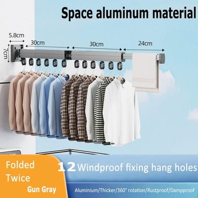 Kledingdroogrek Aluminiumlegering Opvouwbaar Droogrek Wandmontage Inklapbaar Droogrek Ruimtebespaarder Kledingdroger