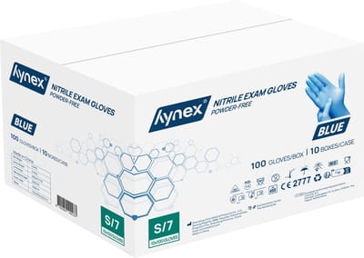 Hynex Nitril Wegwerphandschoenen 3,5g Maat S - omdoos 1000 stuks - Blauw - Poedervrij - Latex vrij - Niet Steriel