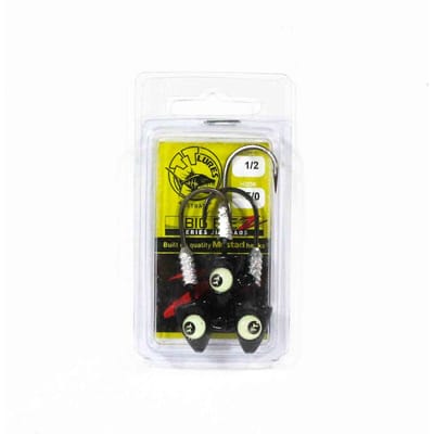 Tackle Tactics TT Big EyeZ Jig Head 1/2 oz 5/0 Zwart Glow EyeZ (5154) white