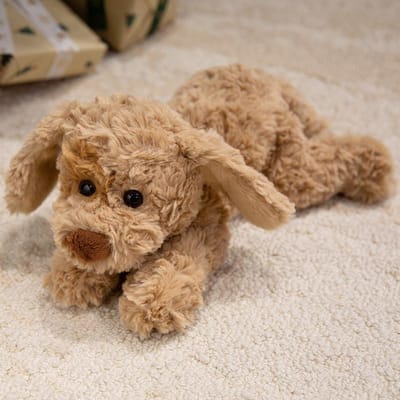 28-47cm Cartoon Hoge Kwaliteit Teddy Hond Pluche Pop Kussen Zacht Krullend Liggend Stippen Hond Pluche Speelgoed Huisdecoratie Cadeau Voor Kinderen about 28cm brown