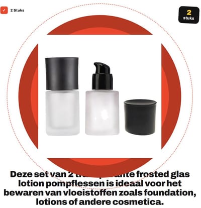 Dailygoods- Lotion Pomp Fles 2 Stuks - 30ml/1oz - Transparant/Zwart - Lege Hervulbare Dispenser - Cosmetische Container - Stevig Glas