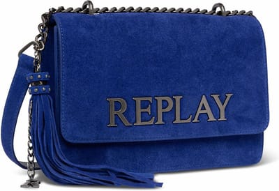 REPLAY Leren Schoudertas Crossbody Bag Blue China Blauw