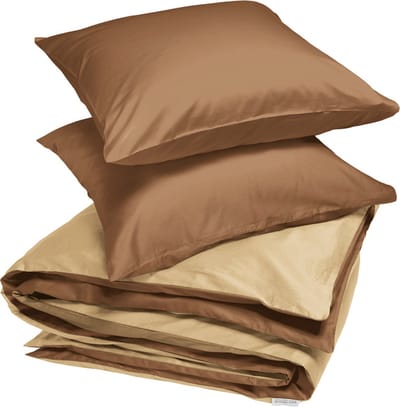 Yumeko dekbedovertrek katoensatijn dubbelzijdig caramel 200x220 + 2/60x70 - Bio, eco & fairtrade