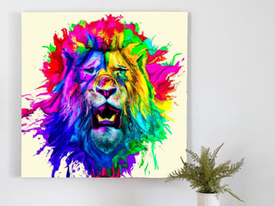 Vibrant roaring lion | Vibrant Roaring Lion | Kunst - 80x80 centimeter op Forex | Foto op Forex