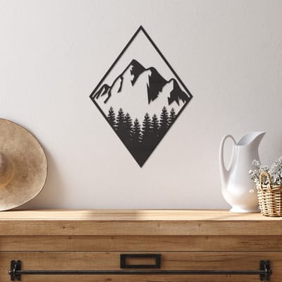 Wanddecoratie Bergen Natuur - Muurdecoratie Bergen Landschap - Muurdecoratie Hout - Wanddecoratie Hout - Muurdecoratie Woonkamer - Wanddecoratie Woonkamer - Wanddecoratie Industrieel - Wanddecoratie Landschap - Home Decor - Wall Line Art - 40 x 29 cm