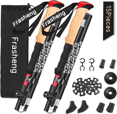 Opvouwbare Aluminium Wandelstokken met Kurken Handvat - Verstelbare Trekkingstokken voor Nordic Walking - 135 cm