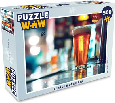 Puzzel Glas bier op de bar - Legpuzzel - Puzzel 500 stukjes