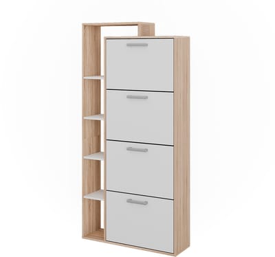 Vicco Orlando Schoenenkantelaar – 80 x 166.1 cm met 4 compartimenten Wit/Sonoma