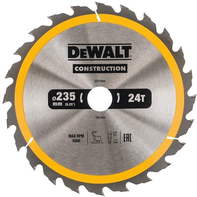 DeWALT Cirkelzaagblad voor Hout | Construction | Ø 235mm Asgat 30mm 24T - DT1954-QZ