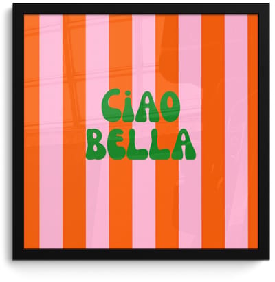 Poster in lijst - Fotolijst 40x40 cm - Posters - Strepen - Oranje - Verticaal - Ciao bella - Posterlijst zwart - Decoratie - Wanddecoratie woonkamer - Muurdecoratie slaapkamer