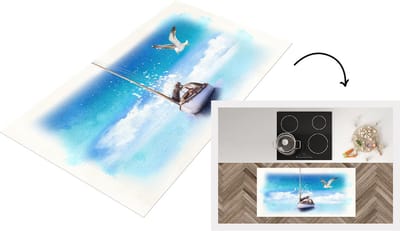 Keukenloper - Loper keuken - Zeilboot - Vogel - Zee - 120x60 cm - Keukenloper vinyl