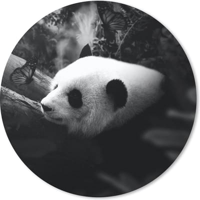 Muismat rond 20x20 cm - Mousepad Dieren - Jungle - Panda - Zwart - Wit - Ronde muismatten