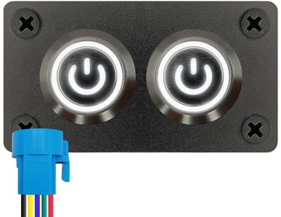 ProRide Metalen drukschakelaar 220V ON-OFF - Inbouwpaneel tweevoudig - 22mm - IP67 - LED indicatie Wit
