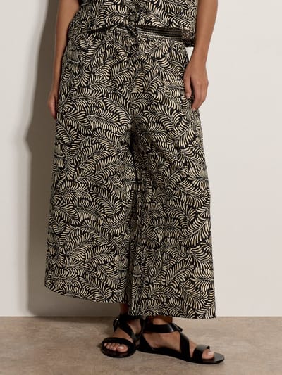 Katoenen culotte met bladprint