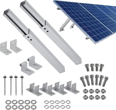 Montageset Zonnepanelen - Paneelhouder Aluminium - Energie Opwekken - Verstelbare Hoek - 45.2 x 17 x 6.8 cm - Zilver