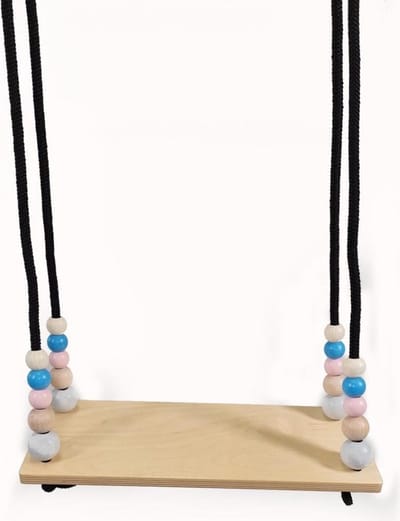 Hess Houten Plankschommel Met Kralen Pastel
