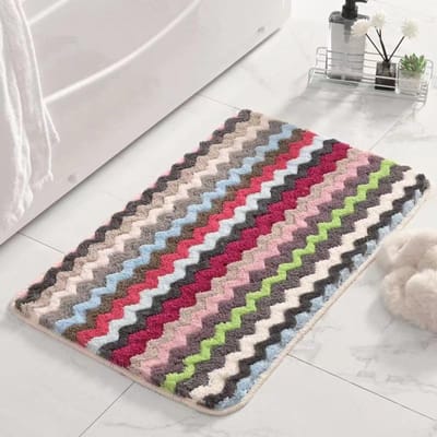 Kleur Golvend Flock Vloermat Huis Woonkamer Slaapkamer Vierkant Tapijt Badkamer Toilet Absorberend Antislip Voetmat 40*60