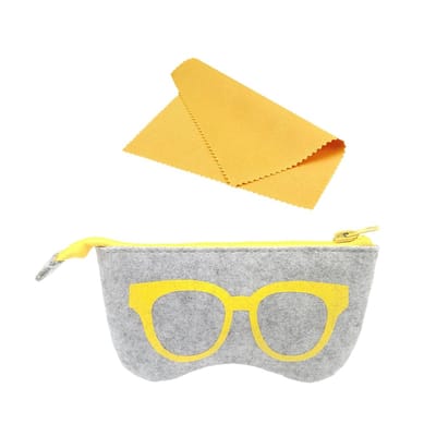 Dailygoods- Brillenkoker Zacht - Brillendoekje - Ultrathin - Geschikt voor Zonnebrillen - Vilt - Geel - Afmetingen 9 x 18 cm - Brillenetui