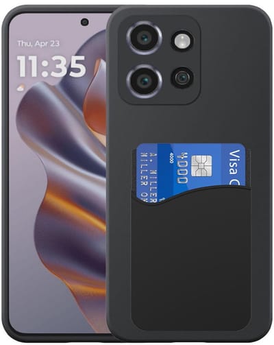 Geschikt voor Motorola Edge 50 Neo Telefoonhoesje met Siliconen Pasjeshouder - Flexible Back Cover Case Siliconen TPU with Silicone Cardslot - Zwart - Smartphonica geschikt voor Motorola Edge 50 Neo