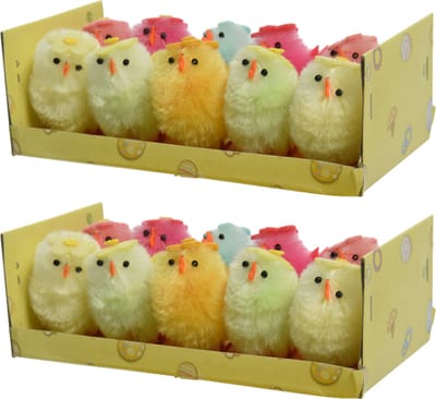 Decoris paaskuikentjes met bloem - 20x stuks - 5 cm