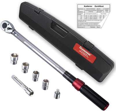 Momentsleutel 1/2 inch 20-220 Nm met 90 Tanden en Wielbout Insets