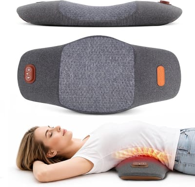 Massageapparaat voor rug, elektrisch lendenkussen met warmte en trillingsmassage rugmassageapparaat, 3 massagetechnieken, 3 temperatuurinstellingen, lendenwervels, ondersteuning