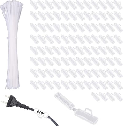 100 Stuks Kabel Labels en Detectiebox, Transparante Kabelmarkering met 100 Nylon Kabelbinders, Herbruikbare Oplossing voor Kabelorganisatie en Identificatie