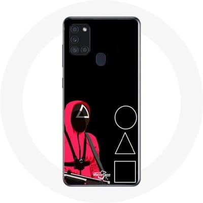 Coque Samsung Galaxy A21S Squid Game Masques Triangle carré et Cercle
