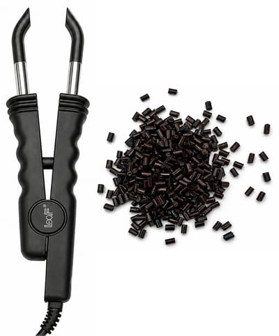 Loof Hair Extension Iron - Model L-618 Zwart - Met Keratine Lijmkorrels - 50g - Donkerbruin - Haar Extensions