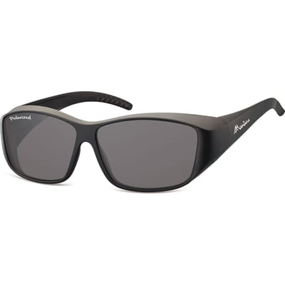 Montana Rechthoek Unisex Mat Zwart Rook Gepolariseerd FO4 Fit Over Bril Zonnebril