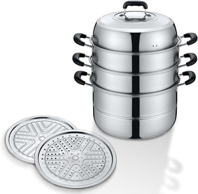 3 Tier RVS Stoomset 32 cm voor Gezond Koken