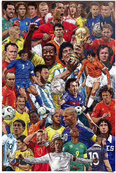 Poster Legendarische Voetbaliconen - 91,5 x 61 - Papier - REINDERS