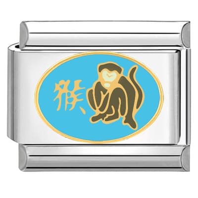Quiges - Schakel - Bedel - 9mm - charms - Chinese Horoscope AFFE - Geschikt voor - armband - Schakelarmband - italy bedels armband