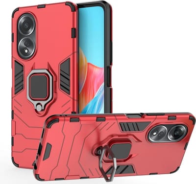 Geschikt voor Oppo A58 4G - 360 draaibare standaard - Compatibel met magnetische autohouder - Back Cover hoesje - Inclusief 2 Screenprotector - Rood
