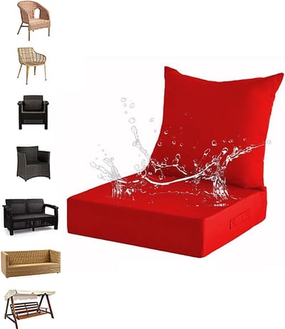 Stoelkussens Set - Zitkussens Buiten - Buiten Ontspannen - Waterafstotend Polyester - 60x60x8 cm en 60x55 cm - Oudroze