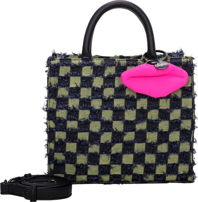 BUFFALO Handtas Schoudertas Fancy Squares Big Boxy Collection Shopper Yellow Geel Donkerblauw