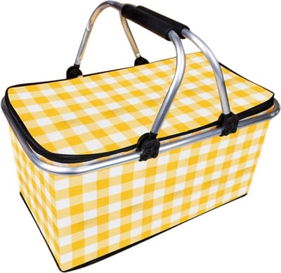 Nivard Picknickmand - Picknickmanden - Piknik - Pick Nick - Picknicktas - Mand - Lunchbox - Zomer - Geel