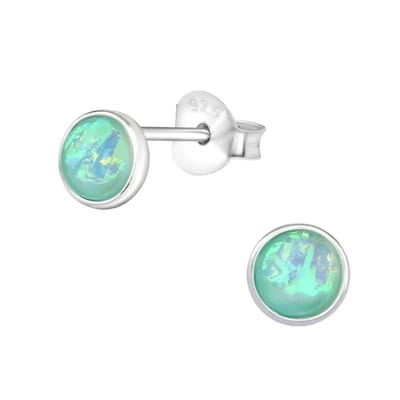 Aramat Jewels | Oorbellen | 925 Zilveren Opaal Oorbellen 6-8mm - Betoverende Edelsteen Studs | Mint Groen/5mm | | | Zilver | Volwassenen, Kinderen | Verkleurd niet