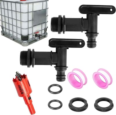Aftapkraan voor regenton - Regenton uitloopkraan kunststof 2 stuks 3/4 inch met afvoerkraan - geschikt voor tuin, watertanks, stortbakken, vaten