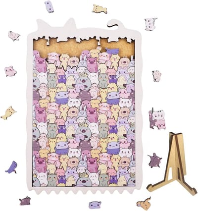 Houten Puzzel - Dieren Decoratie - Familie Spel - Uniek Kunstwerk - 13 x 18 cm - Dierentuin
